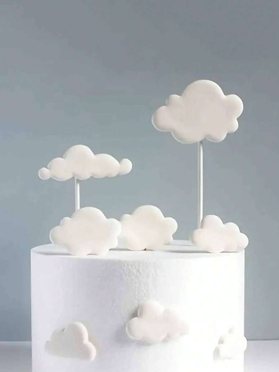 6pcs Cloud Cake Decoration Toppers Creative Cute Party Birthday Cake Decor DIY Cloud Insert Card Set