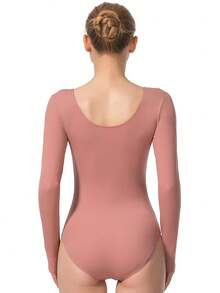 Women's Halloween Cosplay Classical Team Basic Long Sleeve Set Ballet Dance Leotards For Adult Gymnastics Dance Practice Daily Wear Cheerleading Team Train Tops With Soft Lining Ballet Bodysuits Clothes - Pink - View 3