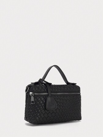 DK DKMG 1pc PU Faux Woven Handbag, Fashionable Zipper Design Lightweight Shoulder Bag, Suitable For Women, Daily Use & Gift-Giving, Great For Mother's Day