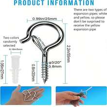 20入組銀色不銹鋼Q形彈簧扣鈎，防跌落盆景鉤，羊眼釘鈎，問號鉤 - 銀色 - 查看 4