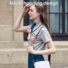 1 件可充电 LED 显示屏便携式迷你可折叠台式/挂式风扇，5 速 5 叶片静音运行 - 粉色 - 查看 8