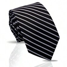 1pc Men's Classic Striped & Polka Dot Handmade Tie, Formal Business Necktie, Suitable For Banquet & Evening Formal Wear, Work & Professional Attire, Casual Italian/British Retro Style Accessories