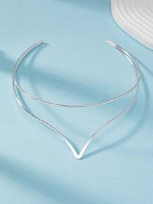 1pc Simple Wire Cuff Choker - Silver - View 3