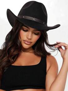 1 sombrero vaquero occidental negro, sombrero vaquero para mujer - sombrero con lazo de estrella - Ver 13