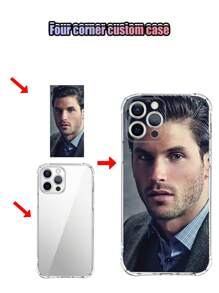 1pc Customized TPU Transparent Corner Shockproof Phone Case Cute,Colorful,Stylish,Kawaii Custom,Personalized,Unique,Customized Ideal Gifts For Him,Ideal Gifts For Her Boyfriend,Girlfriend,Family,Friends,Grandparents,Couple,Pet Lovers For Anniversaries,For Birthdays,For Graduation,For Weddings,For Prom,For Mother's Day,For Father's Day