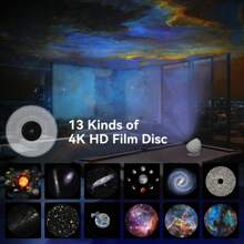 Projetor de estrelas Galaxy Light 13 em 1, projetor de galáxia planetário, projetor espacial giratório 360° com sistema solar para teto de quarto, lâmpada de luz noturna com céu estrelado para adultos, home theater