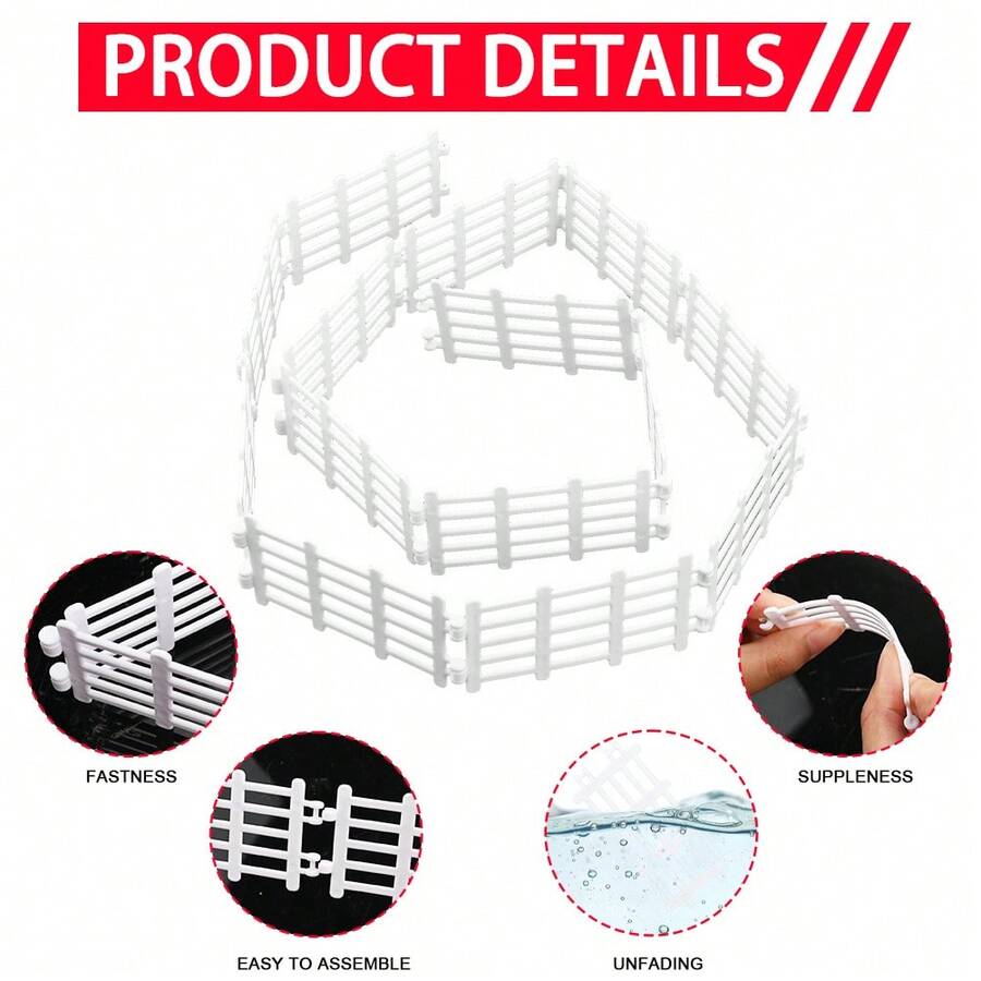 50 Pieces Toy Farm Fence Corral Fencing Accessories Playset Plastic Toy Fences Realistic Garden