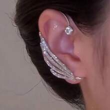 1 Paar Hip Hop Diamant Engel Flügel Ohrmanschette, Clip-On, modischer Clip-On Schmuck für Damen Tägliche Accessoires