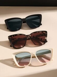 3pcs Women Cat Eye For Daily Travel Take Photo Vintage Glasses For Summer Beach Vacation,Outdoor,Travel - Color - View 3