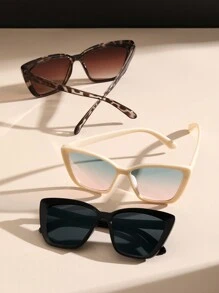 3pcs Women Cat Eye For Daily Travel Take Photo Vintage Glasses For Summer Beach Vacation,Outdoor,Travel - Color - View 6
