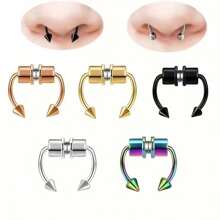 1/5 Stücke Damen Herren Falsche Nasen Piercing Ohrringe Mode Punk Nicht Durchstochene Nasenclips Edelstahl Nasenseptum Körperschmuck