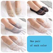 5 pares de calcetines náuticos con cordones para deportes al aire libre, calcetines finos de verano para mujer, calcetines invisibles antideslizantes de silicona poco profunda, calcetines cortos antideslizantes - Multicolor - Ver 10