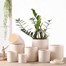 1pc Ceramic Unfired Porous And Breathable Terracotta Flower Pot, Nordic Style, Suitable For Drawing, Large Size For Green Plants, Succulents And Flowers - White - View 6