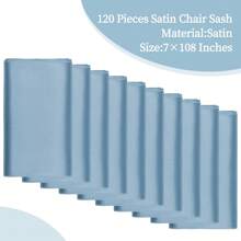 Fani 120 PCS  Satin Chair Sashes Bows Universal Chair Cover For Wedding Reception Restaurant Event Decoration Banquet,Party,Hotel Event Decorations (7 X 108 Inch) - Dusty Blue - View 3