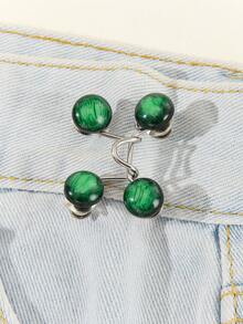 1入組女款綠色/白色光澤寶石珠寶腰帶，配有可拆卸和可調節裝飾鈕扣，適合日常、休閒和派對 - 綠色 - 查看 11