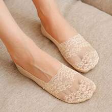 5 pares de calcetines náuticos con cordones para deportes al aire libre, calcetines finos de verano para mujer, calcetines invisibles antideslizantes de silicona poco profunda, calcetines cortos antideslizantes - Multicolor - Ver 5