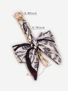 6.7inch Black & White Bag Extension Chain Shoulder Bag Strap Decoration Chain For Women Bowknot Style Silk Scarf Woven Black Plant Design Bow Keychain Valentines