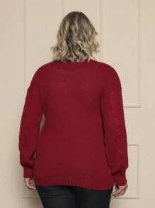 Plus Size Cardigans - Burgundy - View 2