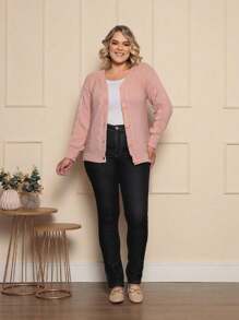 Plus Size Cardigans - Pink - View 5