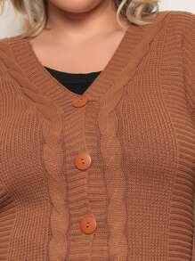 Plus Size Cardigans - Brown - View 2
