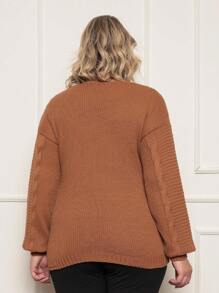 Plus Size Cardigans - Brown - View 3