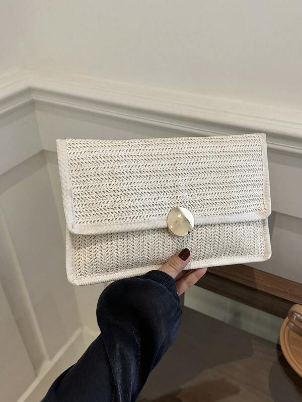 New Corn Husk Woven Bag Women Large Capacity Clutch Handbag Handmade Beach Bag Phone Pouch Korean Style, Summer Essentials Women Bags For Vacation & Holiday