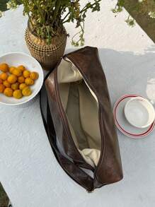 复古梅洛红斜挎包，女士新款韩版时尚手提包，大容量单肩包，开学季必备，教师节好礼，可定制字母图案，可重复使用，教师包，送给教育工作者的理想礼物，送给妈妈的伴娘礼物，复古风女包 - 棕色 - 查看 9