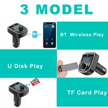 simr Transmisor receptor de radio FM inalámbrico manos libres Bluetooth 5.3 para coche, adaptador de reproductor MP3, 2 USB + kit de carga PD, adaptador Bluetooth para coche - Negro - Ver 6