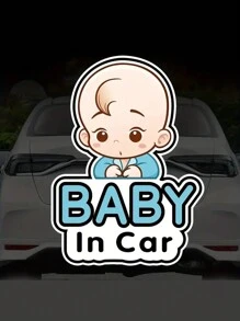 1入組嬰兒在車上卡通貼紙 - 藍色 - 查看 1
