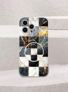 1 White TPU Chessboard Style Color Block Pattern Anti-Fall Phone Case And 1 Marble Pattern PC Foldable Stand Compatible With IPhone Case / Matching Phone Case / Stand Phone Case / Interesting Phone Case / Android Phone Case / Compatible With Samsung Phone Case / Compatible With Xiaomi Phone Case / Compatible With Oppo Phone Case / Compatible With IPhone 15PRO MAX Phone Case / Compatible With Samsung A14 Phone Case / Compatible With Samsung A54 Phone Case / Compatible With Samsung A52 Phone Case / Compatible With Samsung A31 4G Phone Case / Compatible With Samsung A23 Phone Case / Compatible With Redmi Note 8 Pro Case / Compatible With Redmi Note 11 Pro 4G Case / Compatible With Redmi Note 12 4G Case / Compatible With OPPO A54 Case - Multicolor - View 4