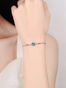 1 peça Pulseira Doce e Versátil de 1 Quilate de Moissanite Azul em Prata de Lei 925, Adequada para Mulheres Usarem em Ocasiões Diárias, Festas e Dia a Dia, Presente de Joia para o Dia das Mães