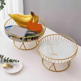 1pc, European Style Light Luxury PVC Fruit Plate, Creative Living Room Household Fruit Basket, Afternoon Tea Candy Dessert Holder Dessert Tray For Living Room Dining Room Cafe Cake Stand Cake Decorations Cupcake Stand Cake Decor Cake Holder Wedding Decor Wedding Party Supplies Wedding Decorations Wedding Accessories Wedding Cake Stand