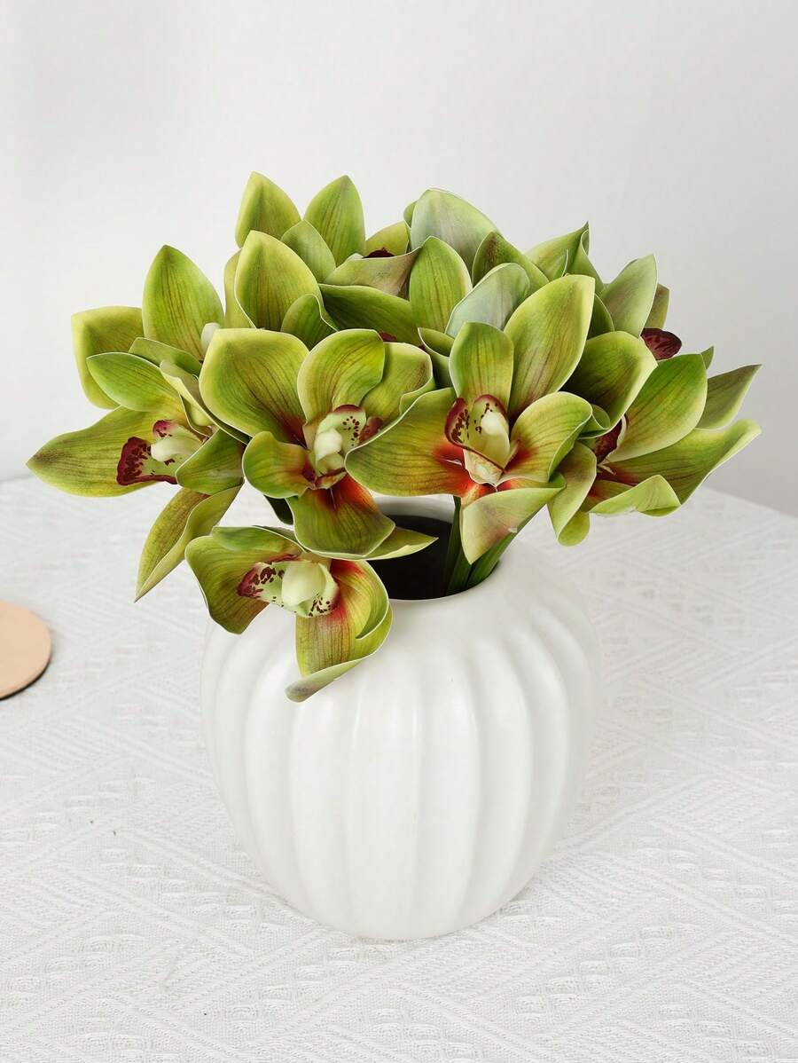 6pcs/Lot Artificial Orchid Flowers Potted Set, Home Hotel Decoration, Valentine Day, Gift Gifts Birthday Graduation Home Decor Back To School Room Decor School Supplies,Fake Plants - Multicolor - View 1