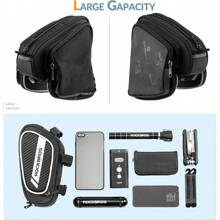 ROCKBROS Bike Frame Bag 1.8L Capacity Reflective Cycling Bag Pouch Lightweight Wear-Resistant Bike Bags For Frame - Black - View 4