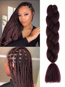 1pc 24inch Ombre Synthetic Braiding Hair Packs - Jumbo Braid Hair For Women - DIY Hairstyle -Wine Red Crochet Hair Extensions - Long-Lasting And Easy To Style" - Burgundy - View 1