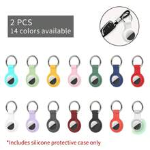 2pcs High Quality Silicone Protective Case, Suitable For AirTag Card Holder With Silicone Keychain/Chain, Compatible With AirTag GPS Item Finder Accessories, Use This Silicone AirTag Card Holder To Keep Your AirTag Holder And Discreet. - Multicolor - View 1