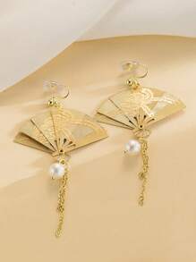 2 chiếc Bông tai kẹp tua rua theo phong cách Trung Hoa cổ điển thanh lịch Phượng Hoàng có hoa tai màu vàng, có thể gập lại và thích hợp để không xỏ lỗ tai - Vàng - Xem 11