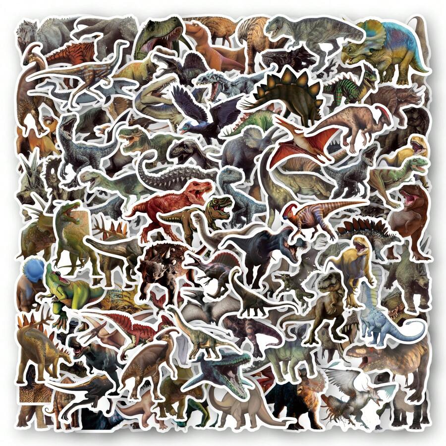 105 stuks dinosaurus realistisch stickerspakket | Coole dinosaurus vinylstickers voor scrapbook, journaling, laptop, bumper, skateboard, waterflessen, computer, telefoon, cartoon, harde hoed, autostickers