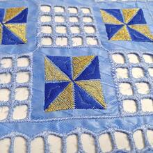 1pc African Brocade Lace Fabric  Stone Bazin Riche Eyelet Embroidery New N Boubou Sewing Fabric 2.5 Yards - sky blue - View 8