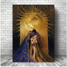 1入組紅唇抽煙女士觀看畫布油畫，燃燒美元金錢海報畫和非洲藝術黑金裸男畫布油畫現代牆藝術海報和印刷畫布畫，經典復古橡樹下騎士擁抱女人畫布油畫，金色復古藝術海報，少女房間圖片壁畫，女人品酒，黑白復古時尚海報，歲月痕跡裝飾畫（不帶框架） - 彩色 - 查看 35