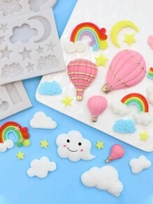 Molde de silicona con forma de globo aerostático, nube y arcoíris para hacer accesorios de decoración DIY