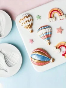 Molde de silicona con forma de globo aerostático, nube y arcoíris para hacer accesorios de decoración DIY