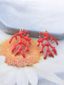 4pcs Copper Double-Sided Enamel Coral Branch Charms Pendant Jewelry Accessories For Women DIY Earrings/Bracelets/Necklaces, Mother Day Gift, Graduation Gift