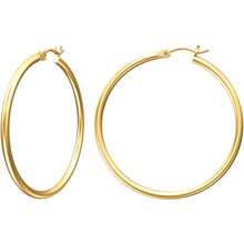 1 Paire De Boucles D'oreilles Créoles Rondes Audacieuses Pour Femmes, Plaquées Or, Conception Cylindrique En Acier Inoxydable