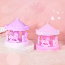 1 set Moule en résine époxy de décoration de carrousel en cristal, moule de moulage de cheval de carrousel, kits DIY, moules en silicone pour résine époxy, décorations de manège pour la décoration de la maison