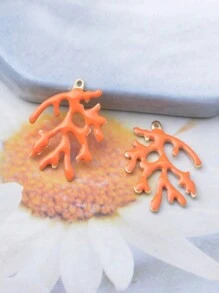 4pcs Copper Double-Sided Enamel Coral Branch Charms Pendant Jewelry Accessories For Women DIY Earrings/Bracelets/Necklaces, Mother Day Gift, Graduation Gift