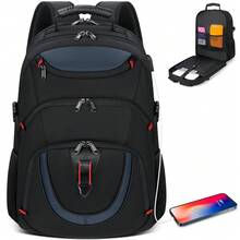 17 Inch Waterproof Laptop Backpack For Travel With TSA Friendly, Extra Large College School Gaming Backpack For 17.3 Inch Computer, Business Backpack With USB Charging Port For Men And Women, Black Ruck Sack Work Weekend Summer Vacation Holiday Large Capacity Carry On Utility Gift Personalised Gifts Boyfriend Dad Husband Rucksack Fathers Day Gifts College Bag School Bag FreshmanFor Books Back To School Multi-Functional Dorm University Students Book Bag - Blue - View 2