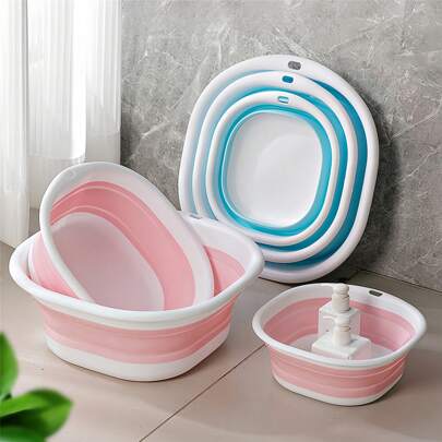 3pcs Collapsible Basin, Portable Travel Wash Basin, Bathroom Laundry Basin, Kitchen Vegetable Basin, Multi-Purpose Washing Basin For Face, Veggies, Lingerie, Foot Soak Bathroom Accessories Bathroom Tools