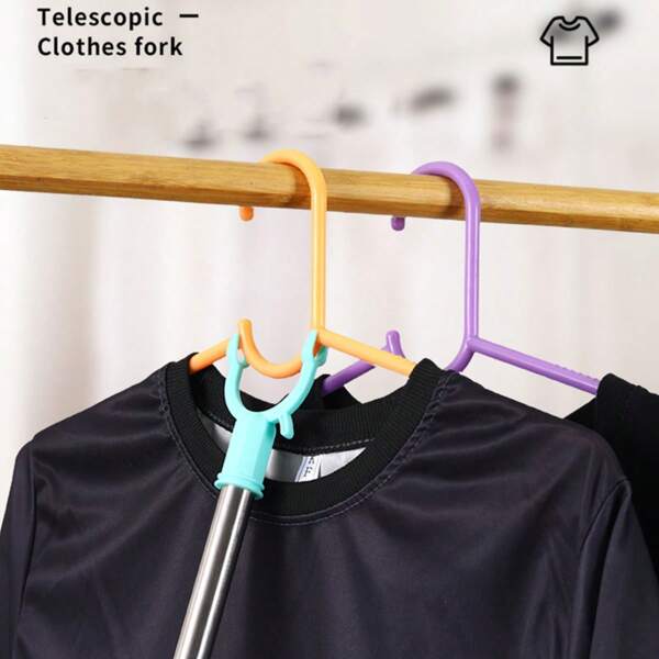 1pc Stainless Steel & Plastic Clothes Drying Rack, Balcony Hanger Thickened Laundry Pole Clothesline Organizer Dress Pants Shoes Jeans Boots Skirt,Spring,Minimalist,Summer Tops