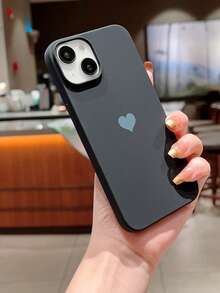 A Fashionable Liquid-Painted Heart Patterned Silicone Phone Case With Anti-Skid, Anti-Fingerprint And Skin-Feeling Features, Compatible With IPhone - Black - View 2